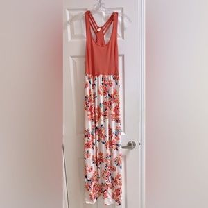 Mudd Coral and Floral Maxi Dress
